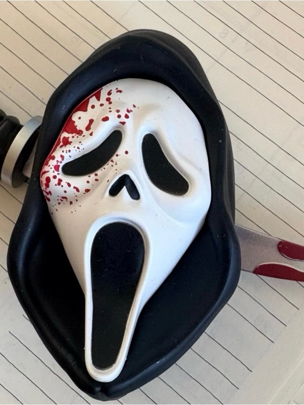 Kids Scream Ghost Mask with Black Hood and Red Blood Detail